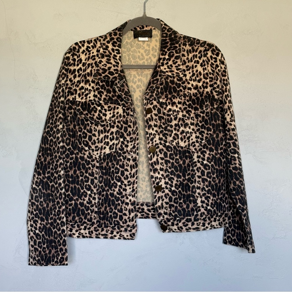 David Paul New York Leopard Animal Print Lightweight Jean Style Jacket Medium